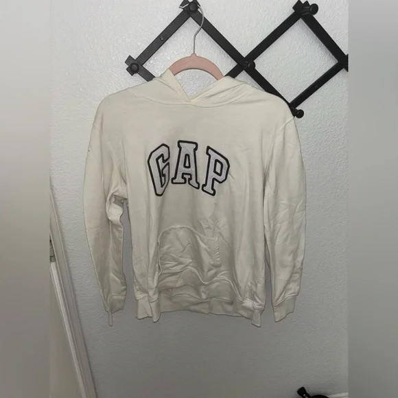 GAP Ivory Logo Pullover Hoodie Sweatshirt Casual Streetwear XL Relaxed Fit Comfy - Picture 2 of 4